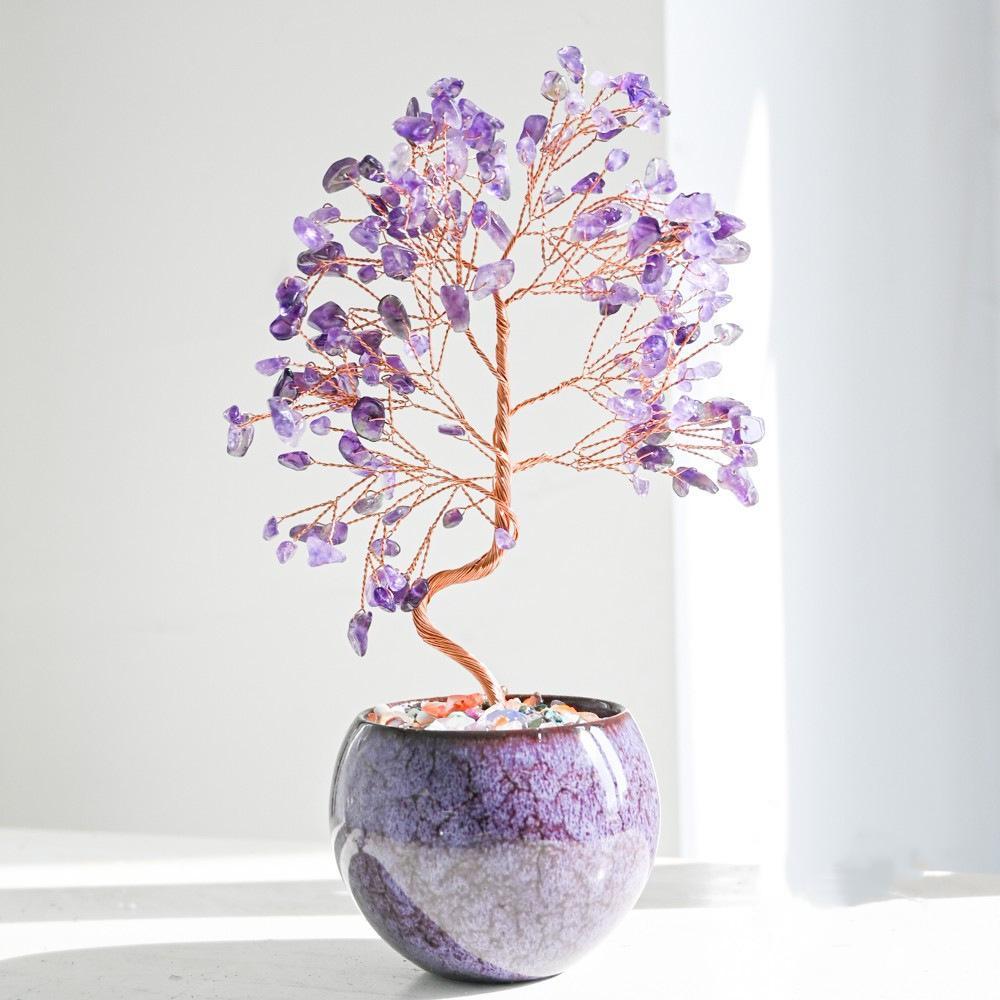 MYK4746-Natural High-Bowl Agate + Amethyst Money Tree Ornament