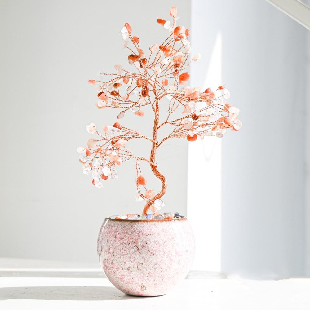 MYK4751-Natural High-Basin Agate + Red Agate Money Tree Ornament