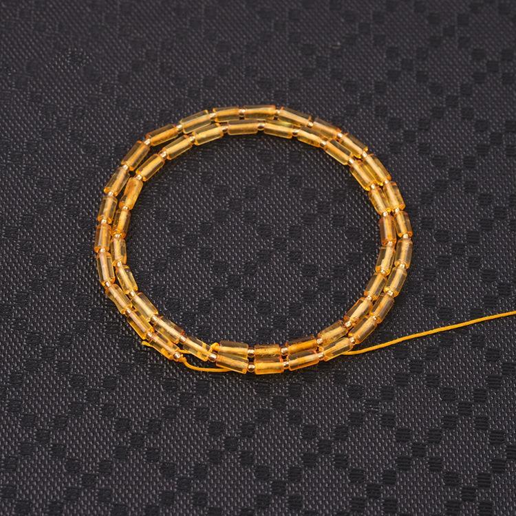 MYK4867-Natural Amber Slim Tubular Irregular Beads