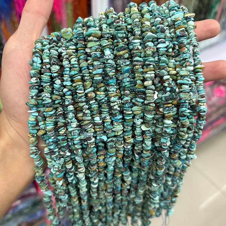 MYK4896-Natural Hubei Turquoise Raw Ore Crushed Stone Spacer Beads