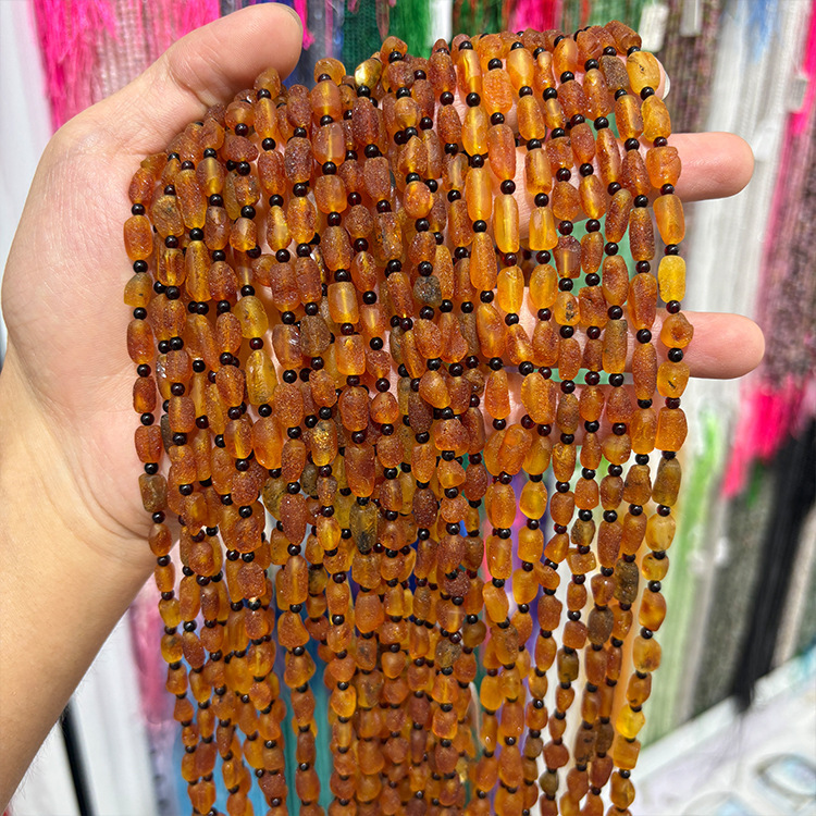 MYK4887-Natural Amber (Frosted/Irregular Shape) Particle Beads