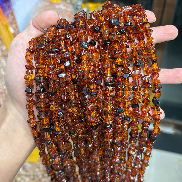 MYK4881-Natural Amber (Blood Amber) Piece Beads