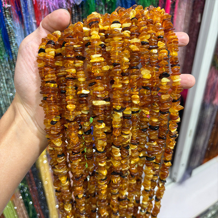MYK4885-Natural Amber (Amber/Pebbles) Pebble Beads