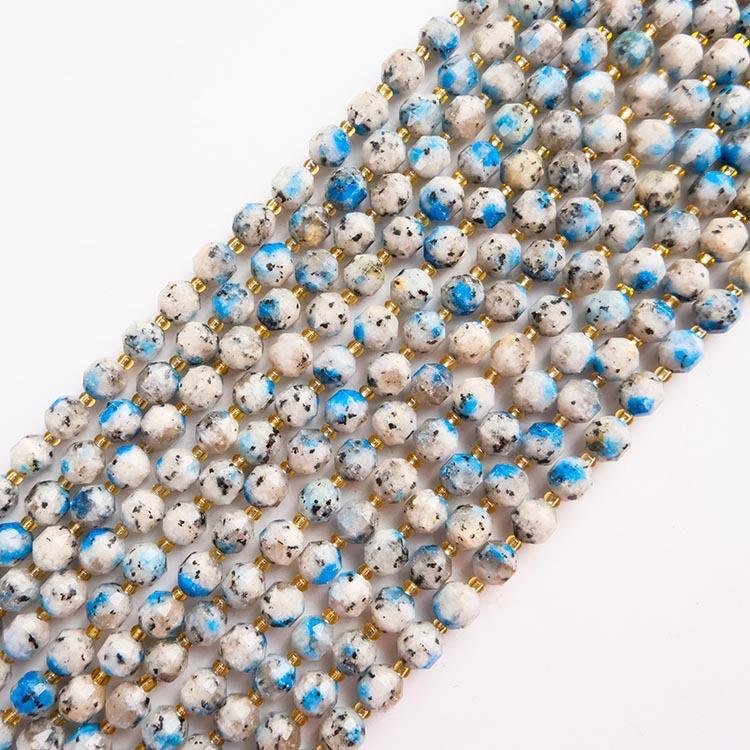 MYK4876-Natural K2 Azurite Lulutong Satellite Faceted Bead