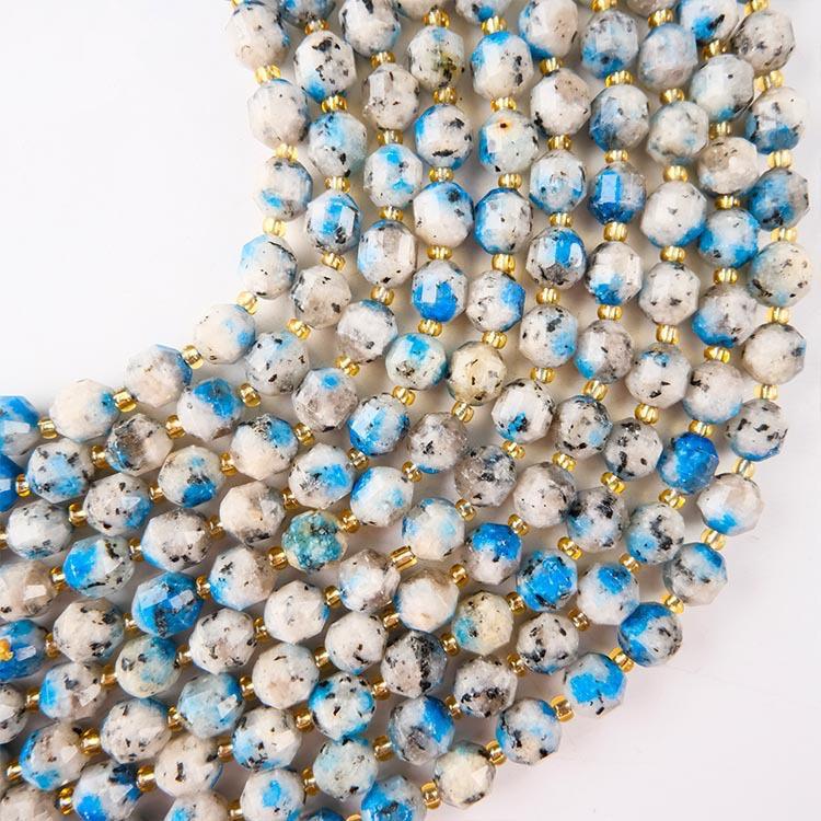 MYK4876-Natural K2 Azurite Lulutong Satellite Faceted Bead