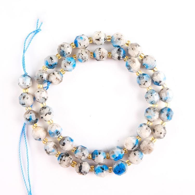 MYK4876-Natural K2 Azurite Lulutong Satellite Faceted Bead
