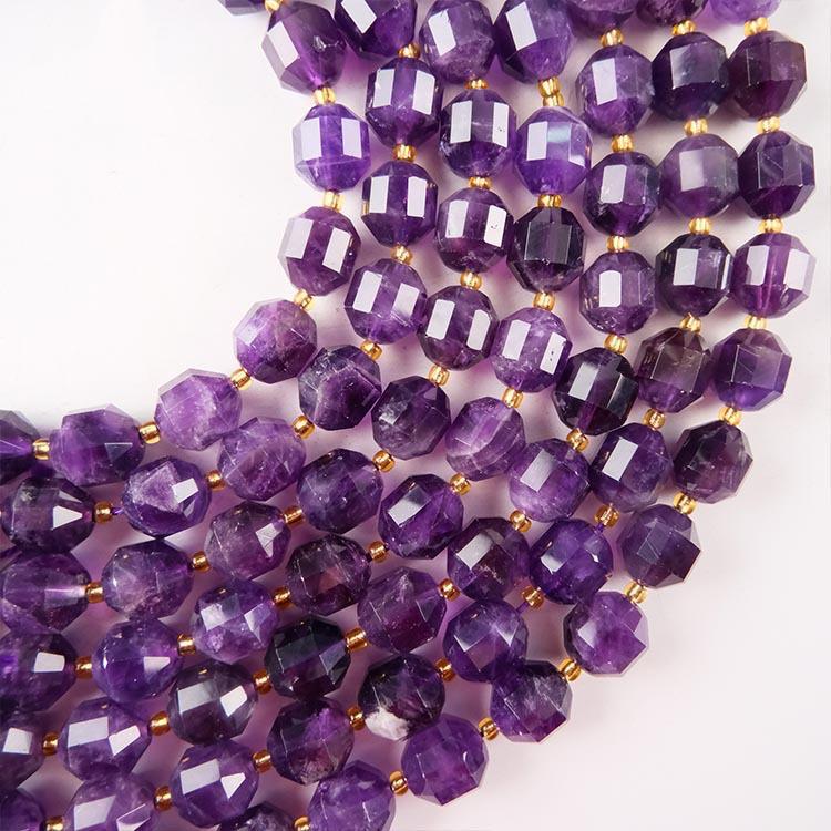 MYK4877-Natural Amethyst "Lulu Tong" Satellite Faceted Bead