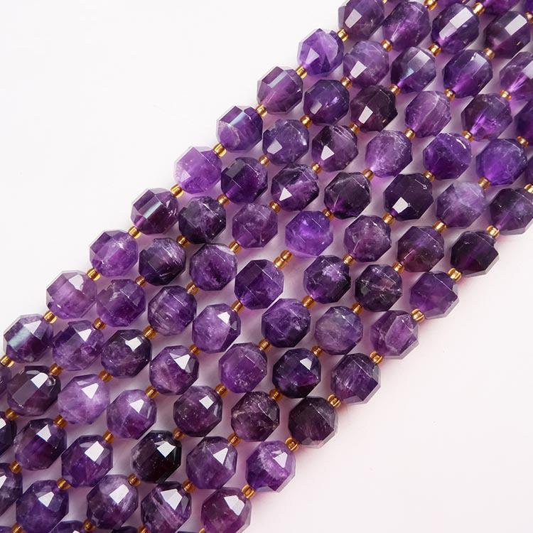MYK4877-Natural Amethyst "Lulu Tong" Satellite Faceted Bead