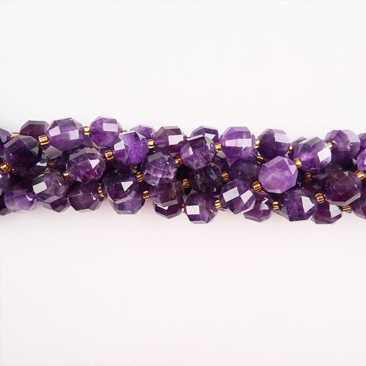 MYK4877-Natural Amethyst "Lulu Tong" Satellite Faceted Bead