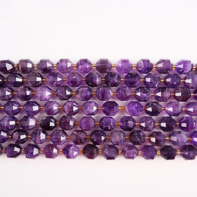 MYK4877-Natural Amethyst "Lulu Tong" Satellite Faceted Bead