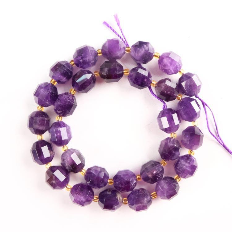 MYK4877-Natural Amethyst "Lulu Tong" Satellite Faceted Bead