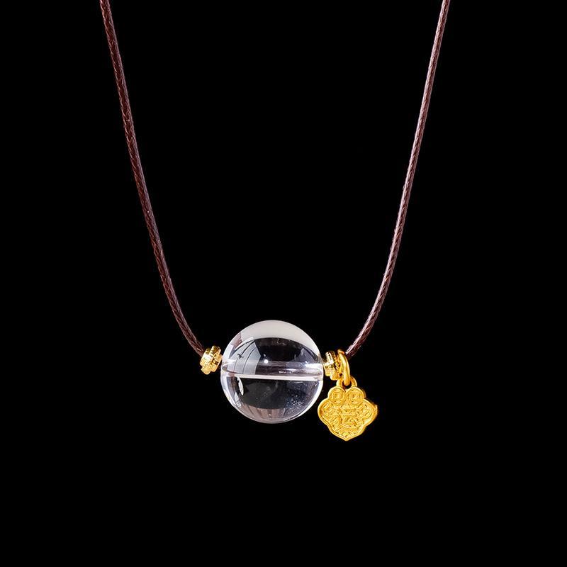 MYK4898-Natural Clear Quartz Ball Clavicle Necklace