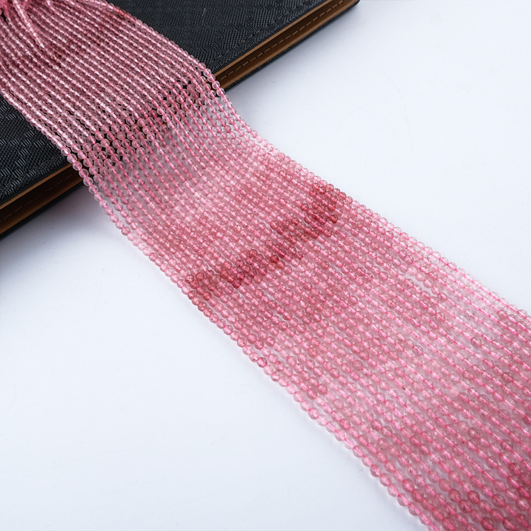 MYK4947-Natural Strawberry Quartz Gradient Faceted Beads