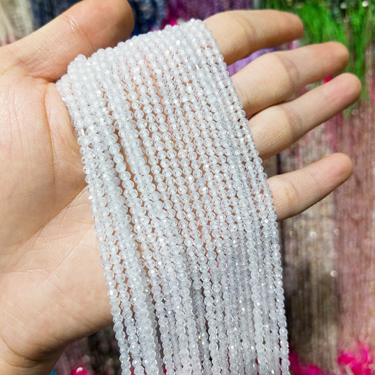 MYK4914-Natural Zircon White/Faceted Zircon Beads