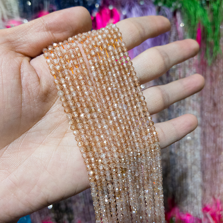 MYK4910-Natural Zircon Champagne Orange/Zircon Faceted Beads