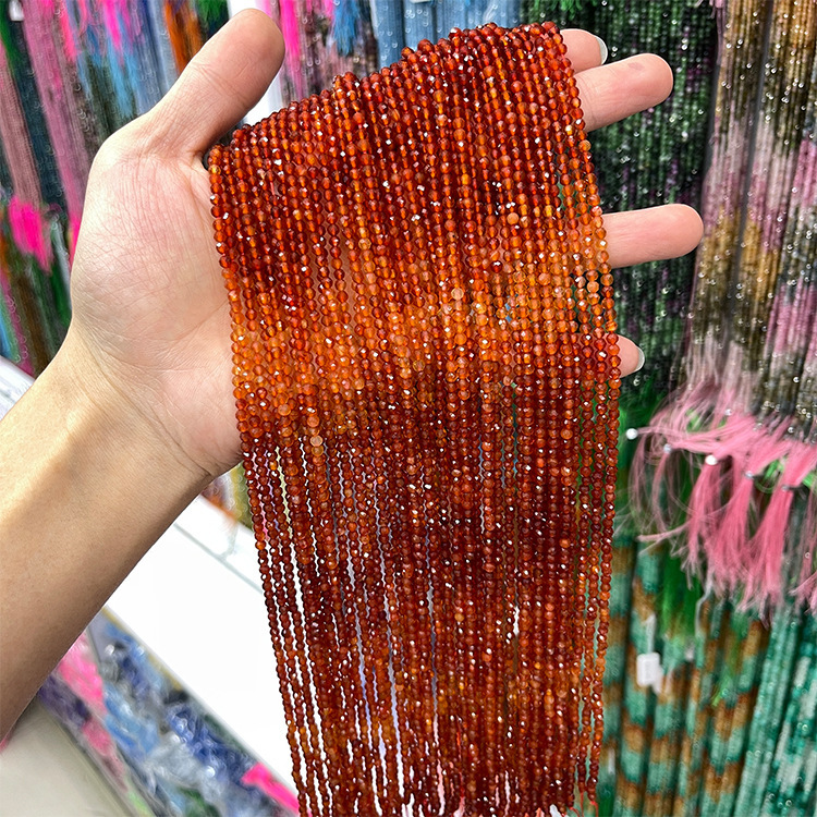MYK4955-Natural Red Agate Gradient Faceted Beads