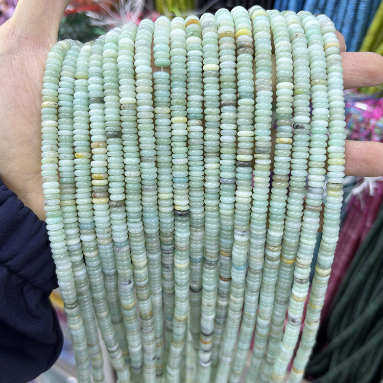 MYK4932-Natural Amazon Stone 2*6mm Smooth Abacus Spacer Beads