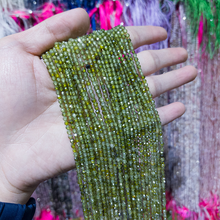 MYK4909-Natural Zircon Olive Green/Zircon Faceted Beads