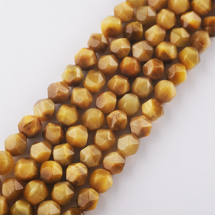 MYK4969-Natural Golden Tiger's Eye Cut Faceted Beads