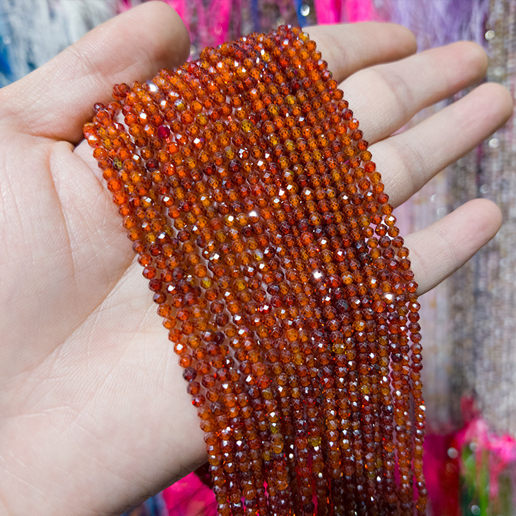 MYK4912-Natural Zircon Deep Orange/Zircon Faceted Beads