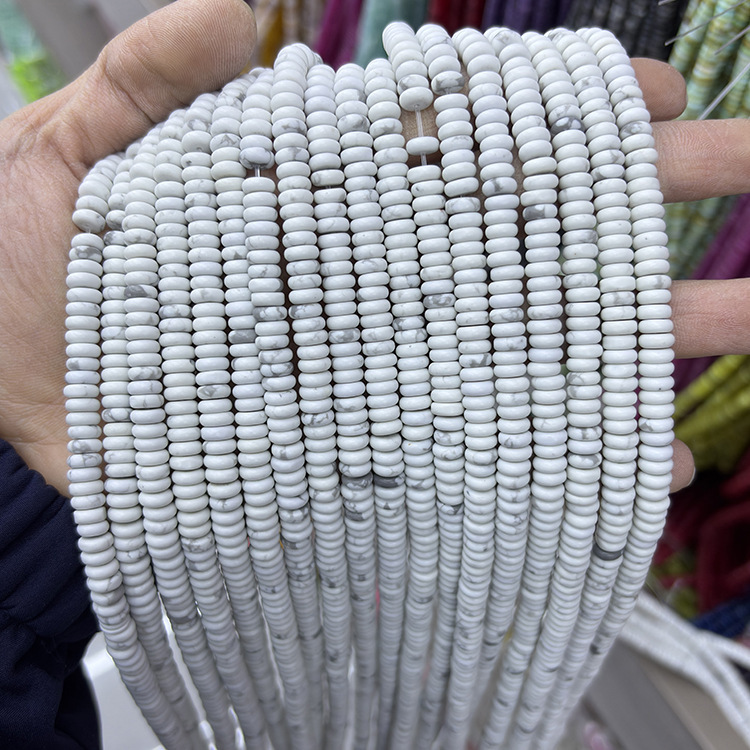 MYK4931-Natural Howlite 2*6mm Abacus Smooth Spacer Beads