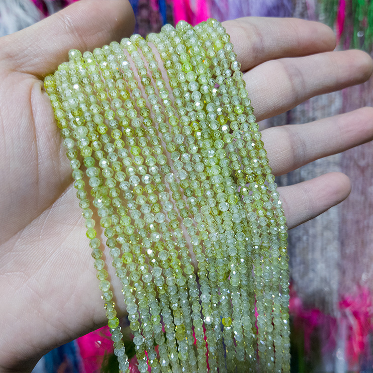 MYK4908-Natural Zircon Light Green / Zircon Faceted Beads