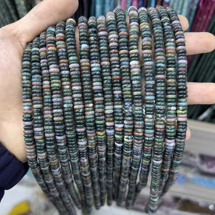 MYK4941-Natural Indian Agate 2*6mm Abacus Smooth Spacer Beads