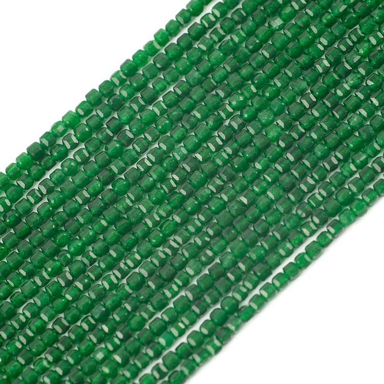 MYK4945-Natural Emerald Green Small Cube Bead