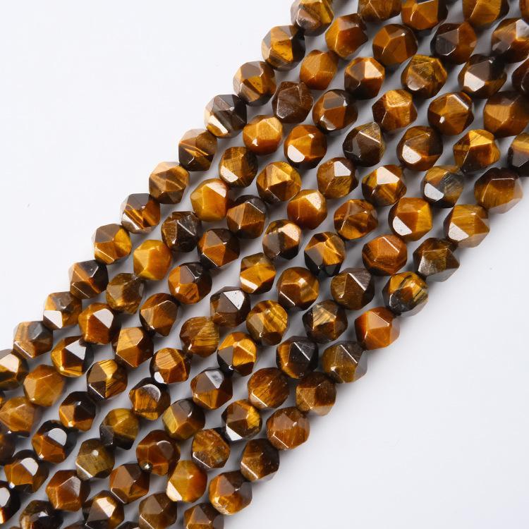 MYK4967-Natural Yellow Tiger's Eye Beads (Large Faceted)