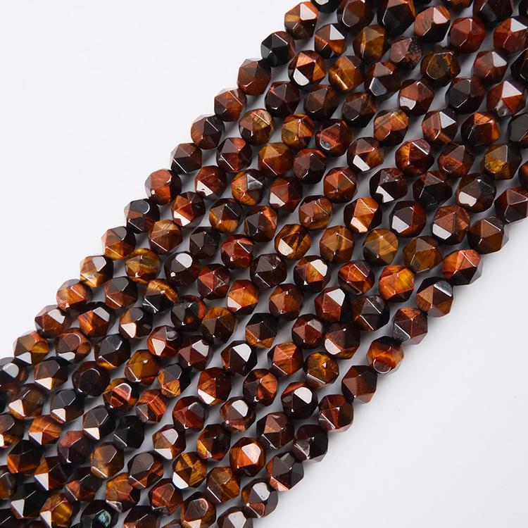 MYK4968-Natural Red Tiger's Eye Cut Faceted Beads