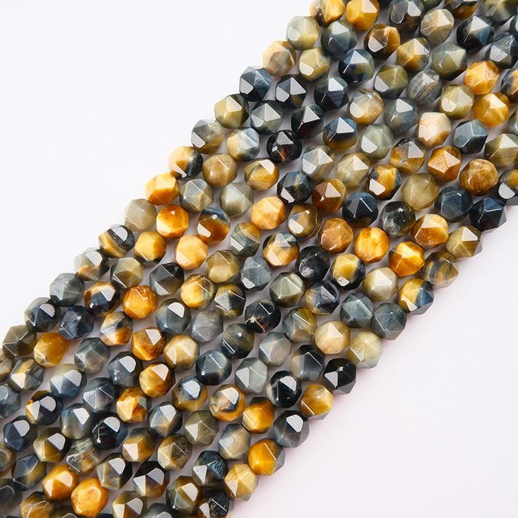 MYK4971-Natural Dream Tiger's Eye Cut Large Faceted Beads