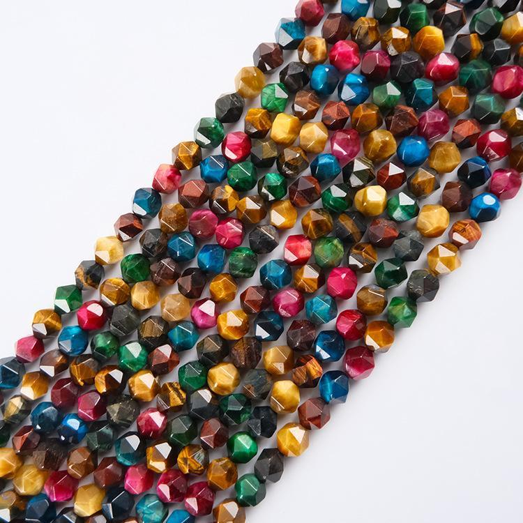 MYK4973-Natural colored tiger's eye faceted beads