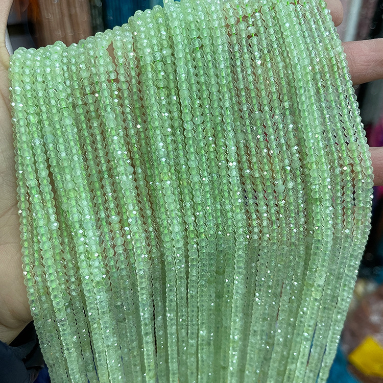 MYK5109-Natural Prehnite A/Abacus Faceted Beads