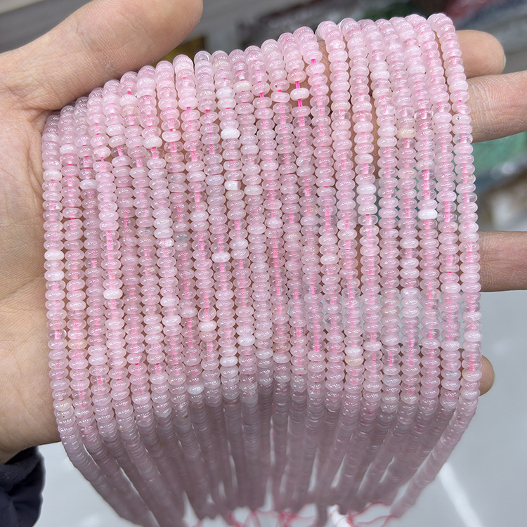 MYK5126-Natural Rose Quartz/Abacus Polished Beads