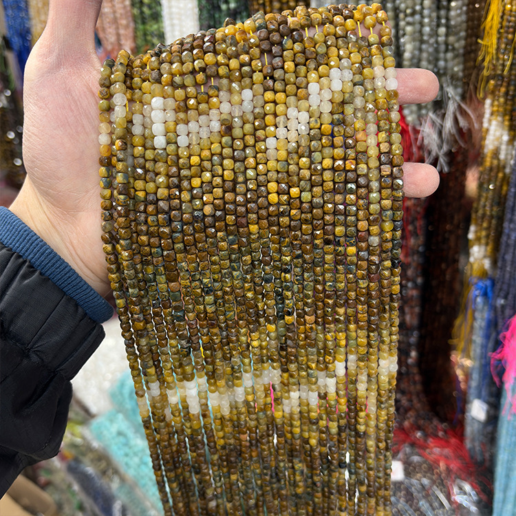 MYK5081-Natural Pietersite (Segmented) / Faceted Square Beads