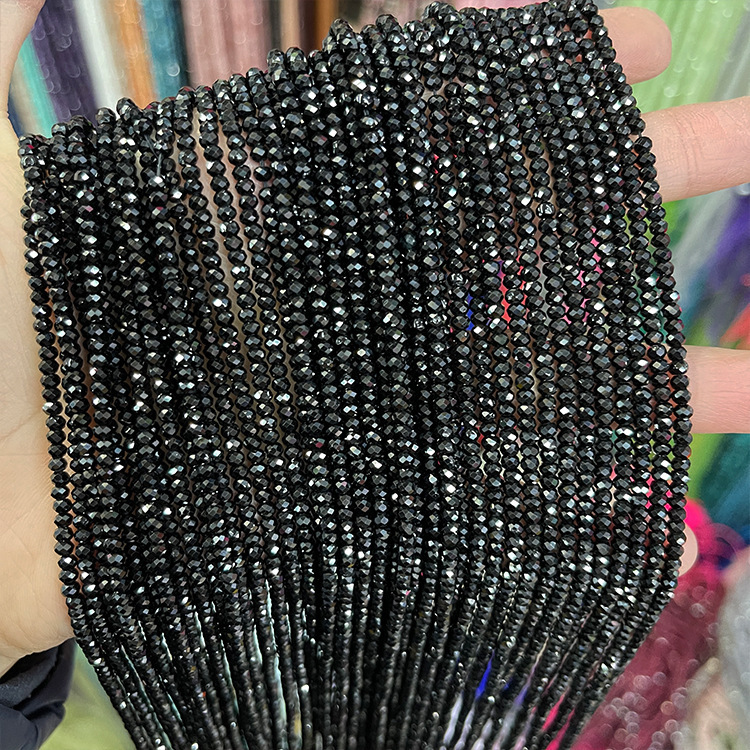 MYK5116-Natural Black Spinel/Abacus Faceted Beads