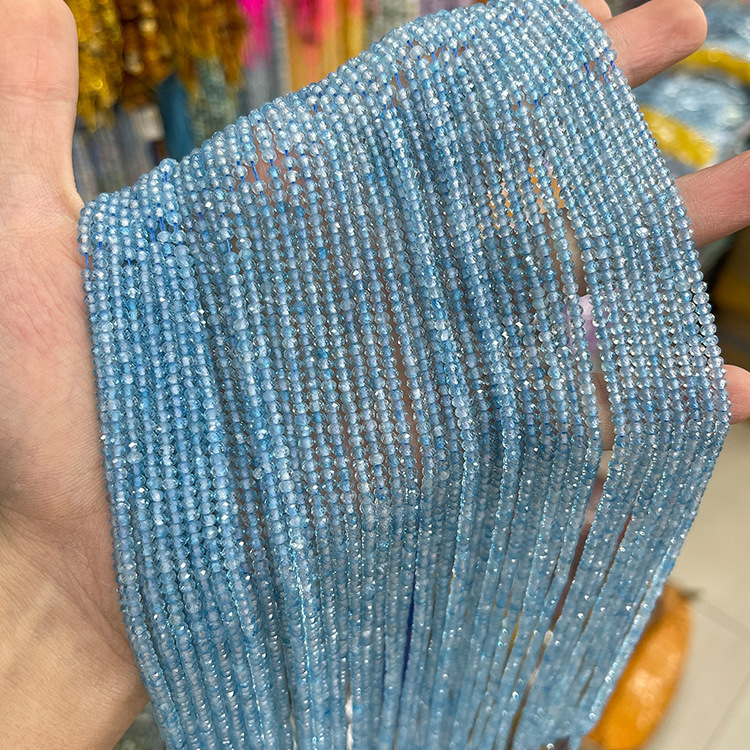 MYK5104-Natural Blue Topaz AAA/Abacus Faceted Beads