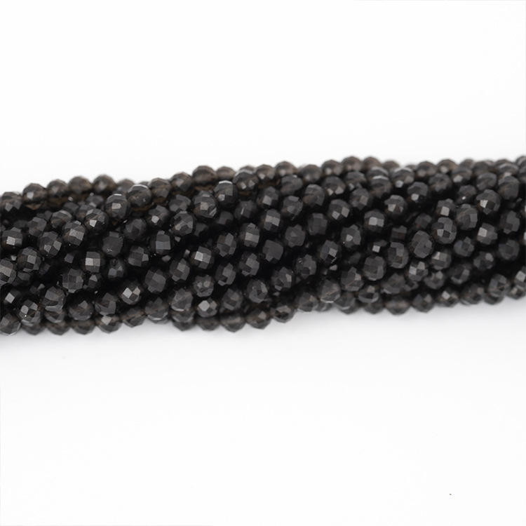 MYK5097-Natural Obsidian Faceted Beads