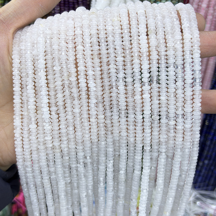MYK5127-Natural Clear Quartz/Abacus Smooth Beads