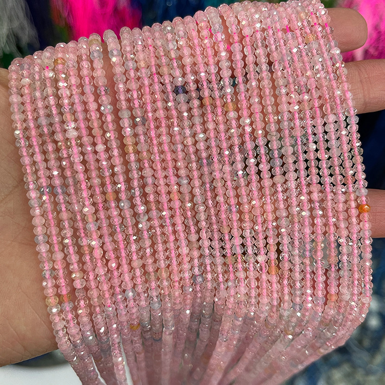 MYK5108-Natural Morganite A/Abacus Faceted Beads