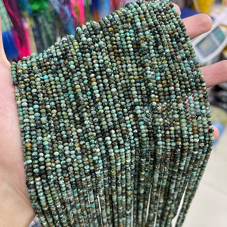 MYK5106-Natural African Turquoise/Abacus Faceted Beads
