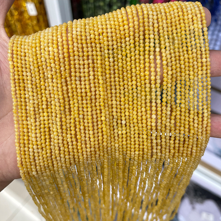 MYK5043-3mm Natural Yellow Jade Bead