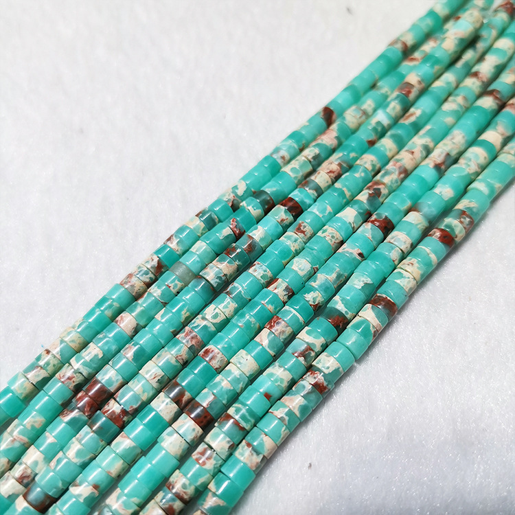 MYK5134-Natural Blue-Green Snakeskin Stone/Spacer Beads