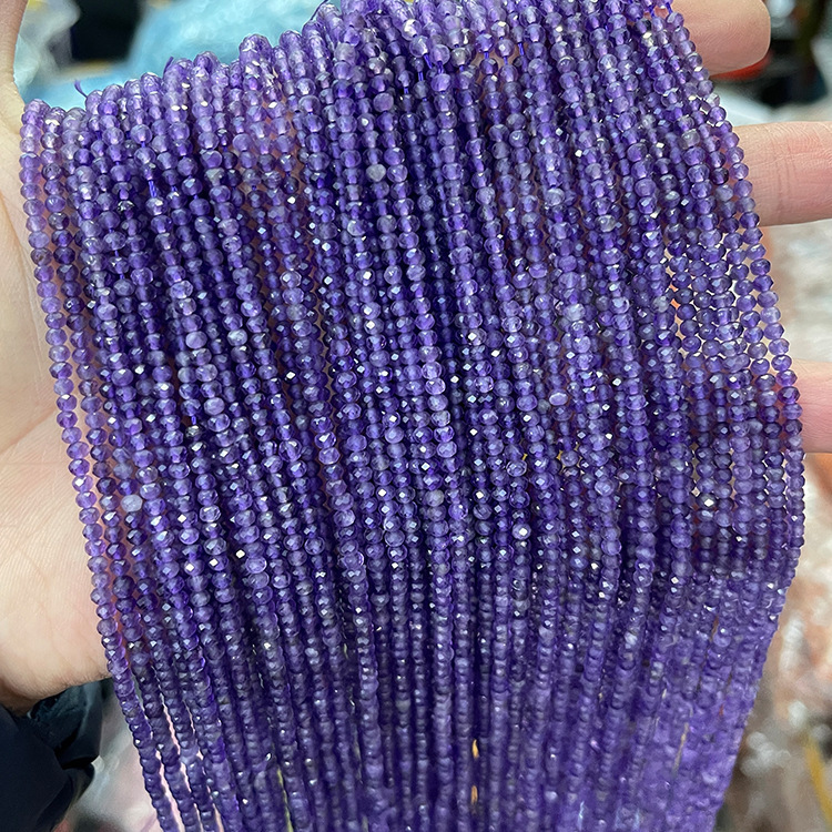 MYK5110-Natural Amethyst A/Abacus Faceted Beads