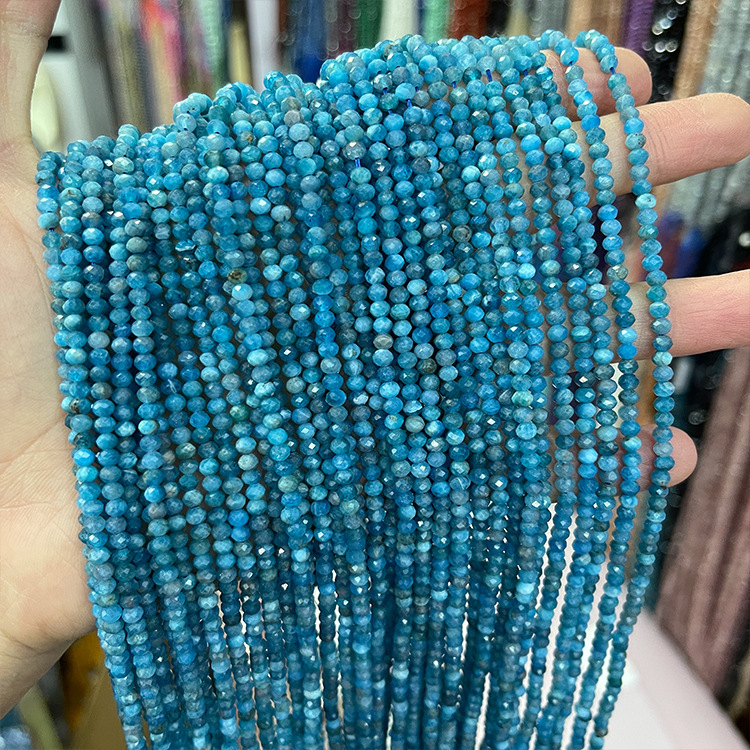 MYK5114-Natural Blue Phosphorescent Grey/Abacus Faceted Beads