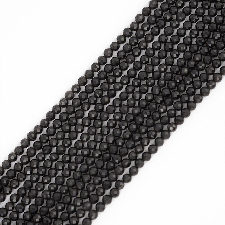MYK5097-Natural Obsidian Faceted Beads