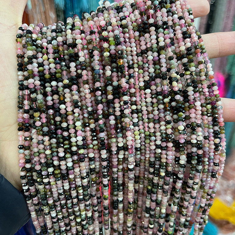 MYK5107-Natural Tourmaline/Abacus-Shaped Faceted Beads
