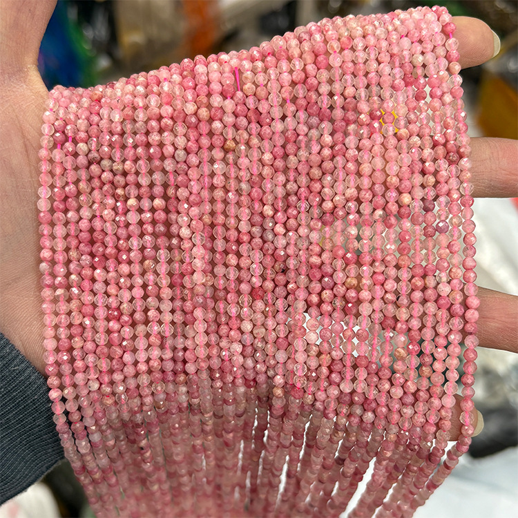 MYK5122-Natural Cherry Blossom Rain (Jadeite Rose Quartz) / Faceted Beads