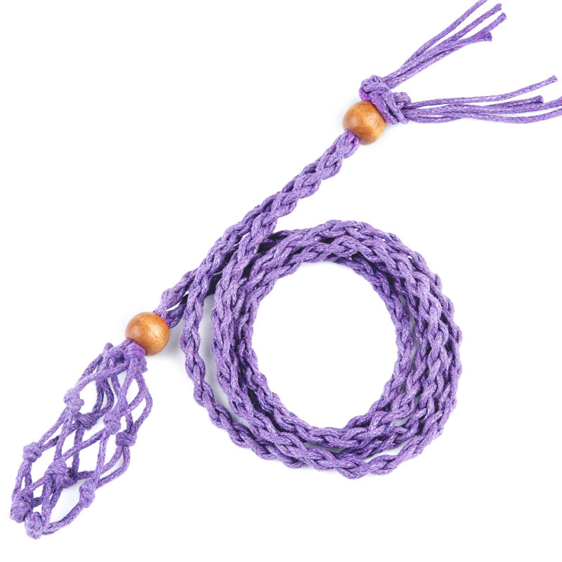 MYK5139-Crystal raw stone bohemian style hand-woven necklace net bag