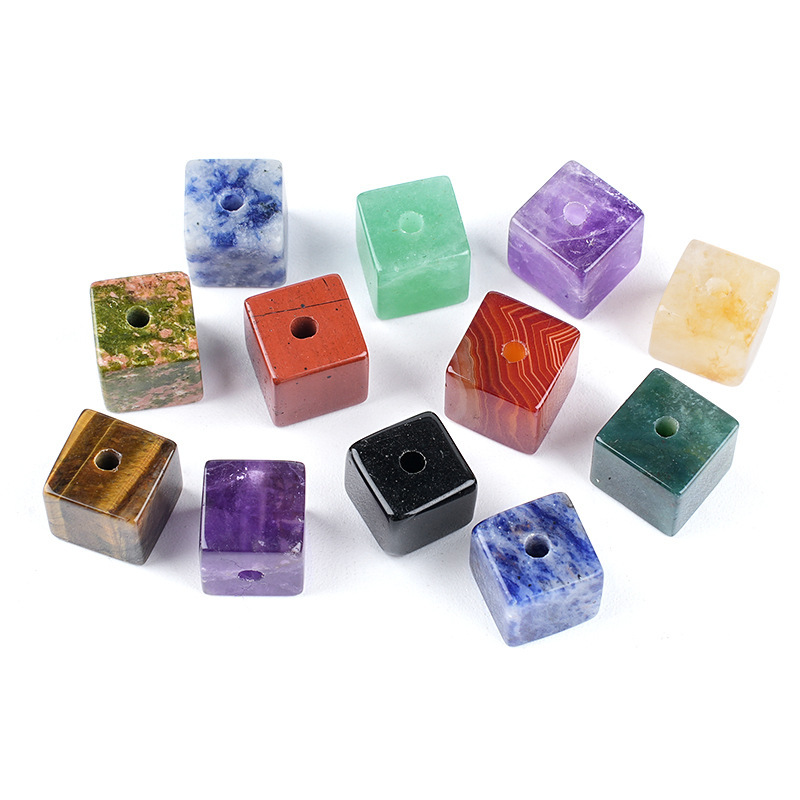 MYK5140-10*10mm Natural crystal cube with large hole bead